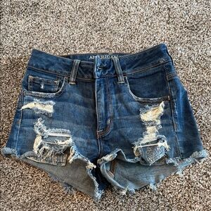 American Eagle Outfitters Women's Ripped Blue Jean Shorts